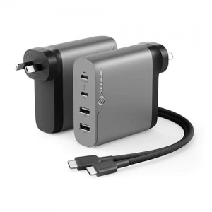 Alogic 100W Rapid Power 4 Port USB-C GaN Charger USB-C (100W Max), USB-C (18W Max), USB-A (17W Max) x2, 2m USB-C Charging Cable WCG4X100-ANZ