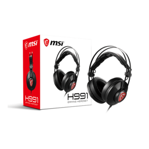 MSI H991 Gaming Headset: Over-ear, Close-back, 40mm Driver, Omni-directional Mic, Mic On/Off Switch, Gold-Plated 3.5mm Plug, Audio Splitter Adapter