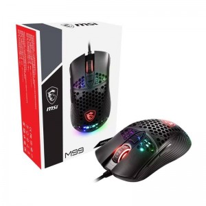 MSI M99 Wired Gaming Mouse: 4000dpi, 110g weight, 1.8m cable, 8 programmable keys, Cool Air Ergonomic Design, RGB Lighting, Anti-skid grip lines