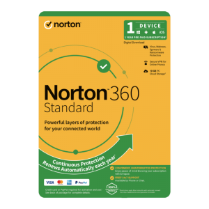 NortonLifeLock Norton 360 Standard 10GB PC Cloud Storage 1 User 1 Device 1 Year Subscription * Buy this Norton 360 Receive $98 Laptop Price Discount