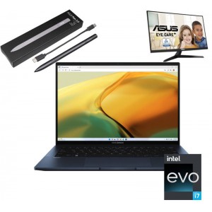 ASUS Zenbook 14 OLED UX3402VA-KN210X with ASUS VY279HE Monitor Bundle * 14" Touch 2.8K i7-1360P 16GB 1TB Cam TB4x2 Backlit 1.39Kg Stylus Sleeve WinPRO
